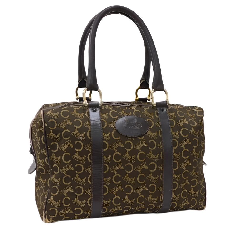 CELINE C Macadam Canvas Hand Bag Brown Gold 001243